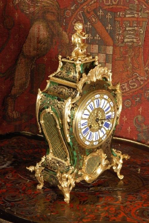 fig 1. ****** SOLD ***** GREEN BOULLE BRACKET CLOCK ANTIQUE FRENCH C1880